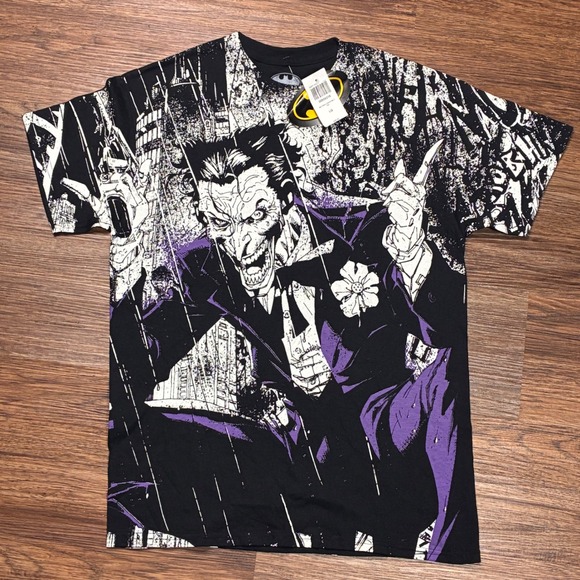 DC Comics Tops - DC Comics Joker T-Shirt Women Large Black NWT Boyfriend Fit AOP City Tee